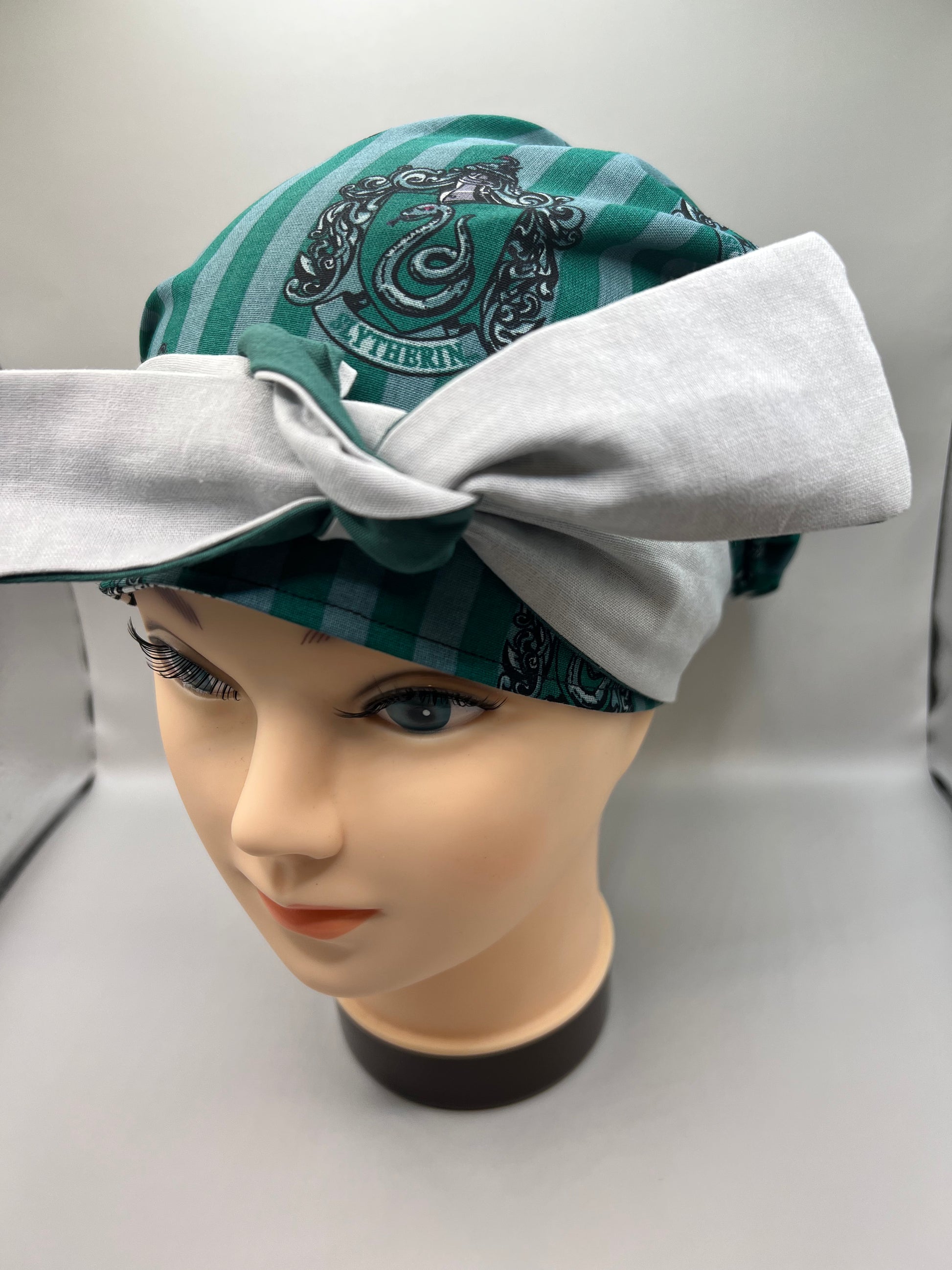 harry potter design handmade satin lined scrub bonnet for natural hair