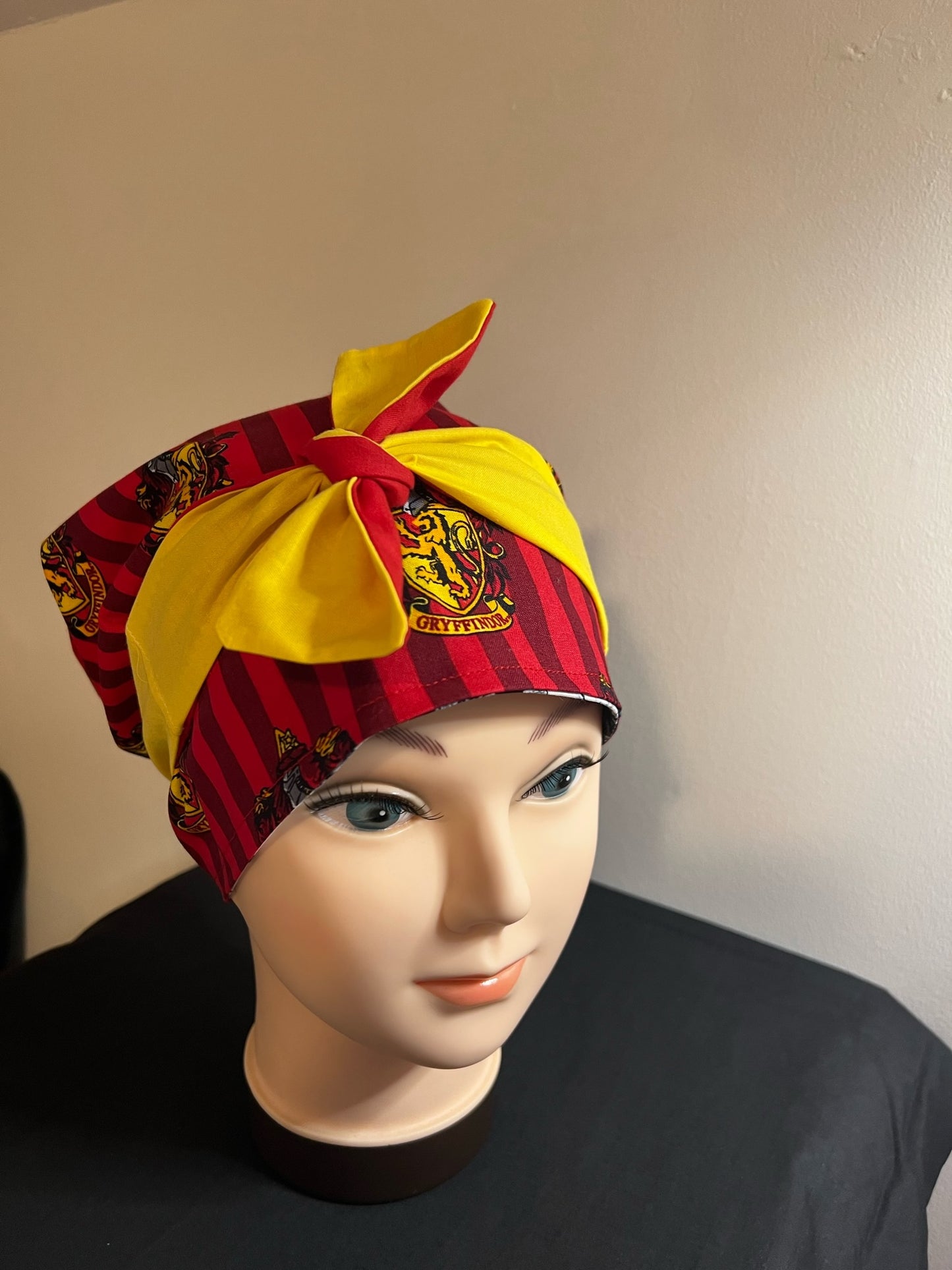 harry potter design handmade satin lined scrub bonnet for natural hair
